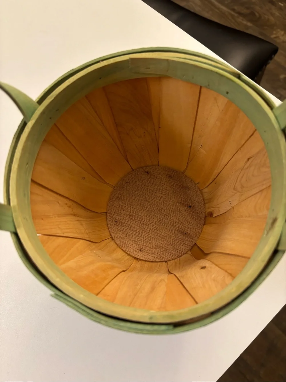 Celebrate It Wood Bushel Basket with Green Trim and Handles 5”